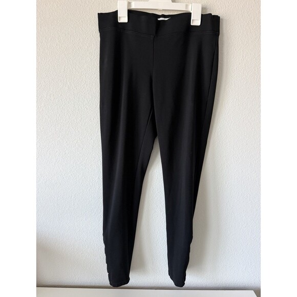 Cache Pants - Cache Black Ankle Cutout Leggings Women Glam Pants Laser Stretch Elastic Waist M
